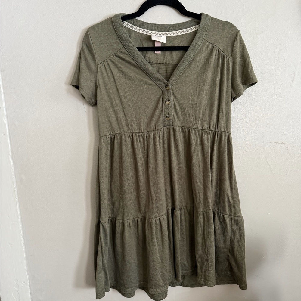 Knox Rose Sage Green Tiered Mini Dress